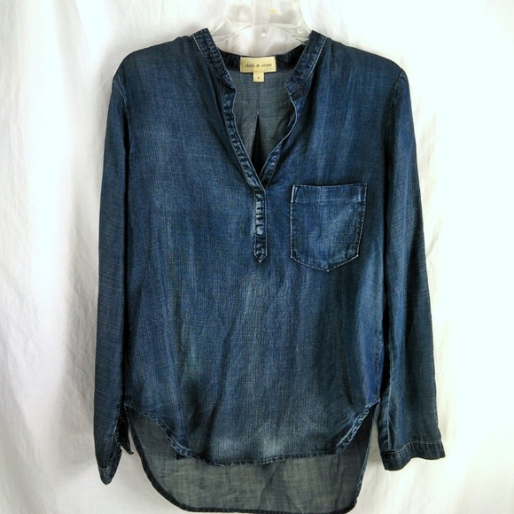 Anthropologie Tops - Cloth & Stone Etta Chambray Popover Blouse Shirt